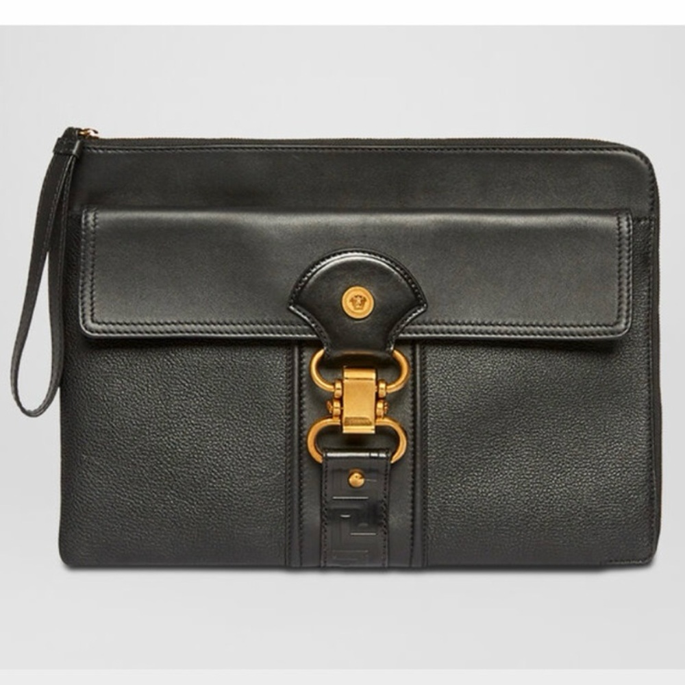 VERSACE Pebble Leather Clutch Laptop Bag - Picture 10 of 10